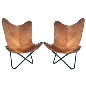 97hs Comfytack 705230604188 Pair Genuine Leather Butterfly Chair Modern Sling Accent Seat