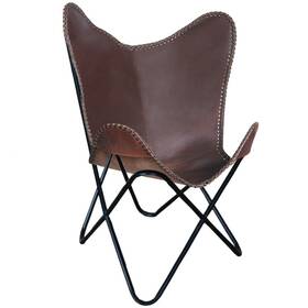 Comfytack Hscb141 87hs Genuine Leather Butterfly Chair Folding Lounge Modern Sling Accent Seat