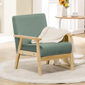 Comhoma 810154198528 Mid Century Modern Accent Chair Upholstered Armchair With Solid Wood A