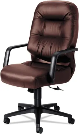 2091sr69t Company Pillow-soft High-back Office Chair With Arms Fabric Burgundy Leather