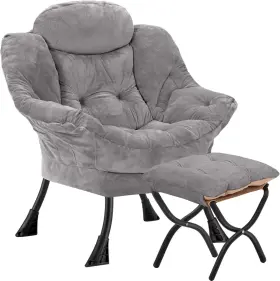 Zr06-105 Congermom Lazy Chair With Folding Ottoman Modern Large Accent Contemporary Lounge Le