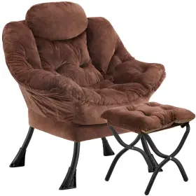 Zr06-121 Congermom Lazy Chair With Folding Ottoman Leisure Sofa Soft Fabric
