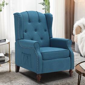 Consofa 742686770364 Wingback Recliner With Massage And Heat Tufted Fabric Push Back