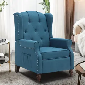 Consofa 742686770364 Wingback Recliner With Massage And Heat Tufted Fabric Push Back