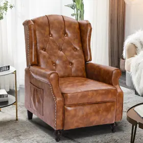 Consofa 789844249775 Wingback Recliner Chair With Massage And Heat Tufted Pu Leather Push Bac