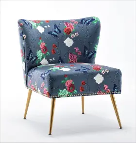 Container Furniture Direct 810141980051 Thia Armless Accent Chair For Living Room Elegant Seat With Nailhead Trim G
