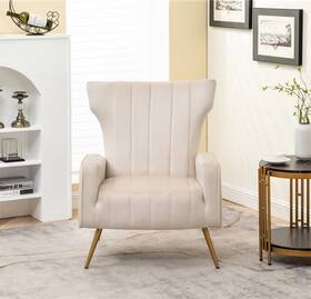 Container Furniture Direct C231 Modern Velvet Accent Chair Channel Tufted Bedroom Office Or Living Room Fur