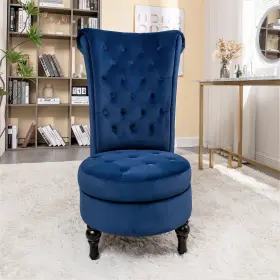 C252 Container Furniture Direct Royal High-back Velvet Accent Chair For Vanity With Storage And Luxurious Uph