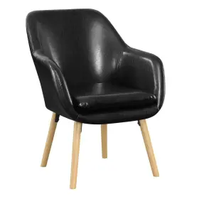 T1-126 Convenience Concepts Charlotte Black Faux Leather Upholstery Arm Chair