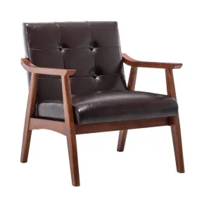 T1-133 Convenience Concepts Accent Chair 31 Inch X 28.5 27.5 Faux Leather Wood Brown