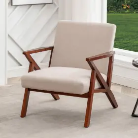 T1-158 Convenience Concepts Take A Seat Cliff Sandy Beige Fabric Mid-century Modern