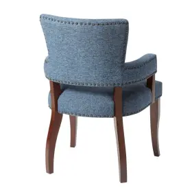 Copper Grove 887178293966 Transitional Blue Arm Dining Chair With Espresso Frame