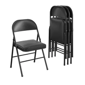 14991blk4e Cosco Mainstays Deluxe Vinyl Padded Seat And Metal Back Folding Chair Black 4 Pack