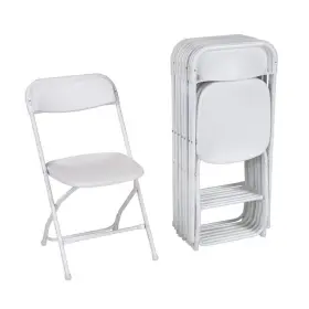 60540wht8e Cosco Folding Chair White Plastic Seat Metal Frame Outdoor Safe Armless 8set