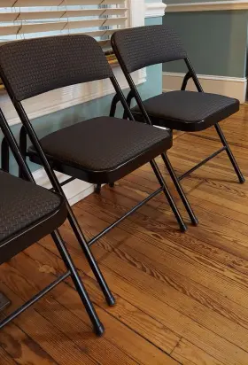 14-845tms4w Cosco Home And Office Products Set 10 Ea. Gray Upholstered Folding Chairs Covered Cushion Black Frame