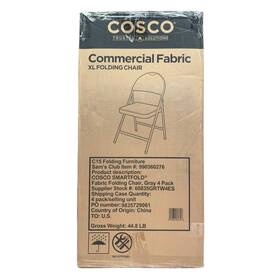 Cosco Trusted Solutions 990360276 Commercial Fabric Xl Folding Chair Grey 4-pack