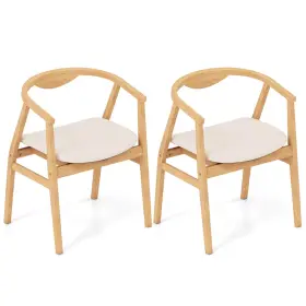 Us-2jv10764na Costway 2 Set Of Leisure Bamboo Armchair Accent Chair With Curved Back And Structure