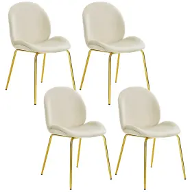210051be-2a86 Costway Set Of 4 Velvet Accent Chairs Dining Side With Gold Metal Legs Beige