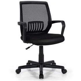 Costway 499854083736 Mid-back Mesh Height Adjustable Executive Chair With Lumbar Support - Color Bla