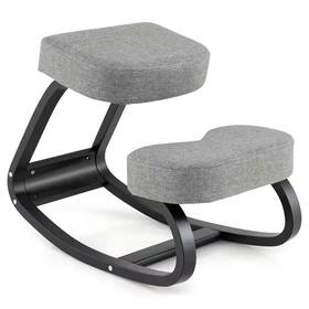 Costway 744110191103 Fabric Cushioned Upholstered Ergonomic Task Chair Rocking Kneeling In Blac