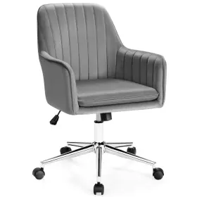 C252gra3464 Costway Velvet Accent Office Armchair Adjustable Swivel Removable Cushion Grey
