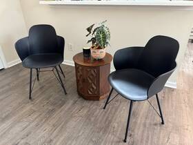 Costway H018bk-2a15653 Set Of 2 Dining Chair / Petal-shape - Plastic Seat Metal Frame -black