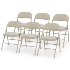 H164-4a9297 Costway Set Of 6 Folding Chairs Fabric Upholstered Padded Seat Metal Frame Home Office