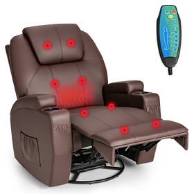 Costway H258bn A8654 Massage Recliner Chair 360 Degree Swivel Single Sofa Rocker With Heating