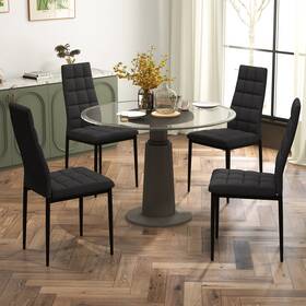 Costway H370-dta10518 4pcs Kitchen Room Dining Side Chairs Fabric Cushion Metal Frame