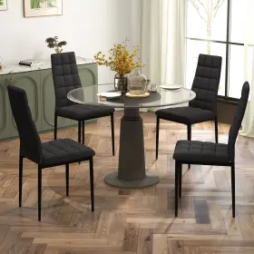 H370-dta10518 Costway 4pcs Kitchen Room Dining Side Chairs Fabric Cushion Metal Frame