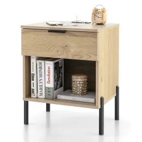 H501us-naa8375 Costway Nightstand Compartment Modern Side End Table With Charging Station Drawer