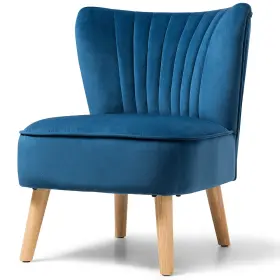 H637bl-dta15315 Costway Modern Velvet Leisure Chair Home Armless Accent Single Sofa Upholstered Blue