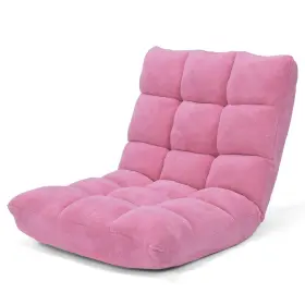 H991pi-pta9869 Costway Home Adjustable14-position Floor Chair Folding Lazy Gaming Sofa Cushioned Pink