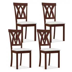 Hcst01357 Costway Armless Dining Chairs Set Of 4 With Rubber Wood Frame Elegant Hollowed Backrest