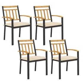 Hcst02708 Costway Patio Dining Chairs Set Of 4 Metal Outdoor With Removable Padded Cushions
