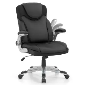 Hcst05562 Costway Ergonomic Office Chair Pu Leather Executive Swivel With Flip-up Armrests Brown