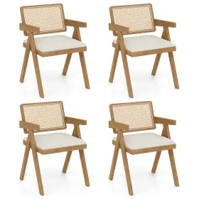 Hcst06076 Costway 4 Pcs Rattan Accent Chairs Leathaire Dining Modern Living Room