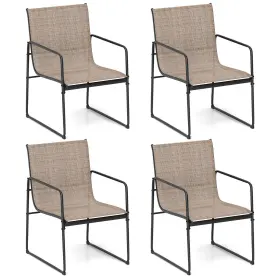 Hcst06187 Costway 4 Pcs Outdoor Dining Chairs Patio Furniture Chair With Breathable Seat And Backrest