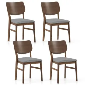Hcst06618 Costway Dining Chairs Set Of 4 With Rubber Wood Frame Padded Seat Curved Back Living Room