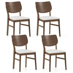 Hcst06620 Costway Dining Chairs Set Of 4 With Rubber Wood Frame Padded Seat Curved Back Living Room