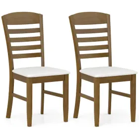 Hcst06633 Costway Wood Dining Chairs Set Of 2 Fabric Upholstered Side Wi/ Rubber Frame