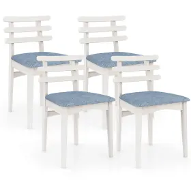 Hcst06691 Costway Dining Chairs Set Of 2 With Rubber Wood Frame Padded Seat And Open Ladder Low Back