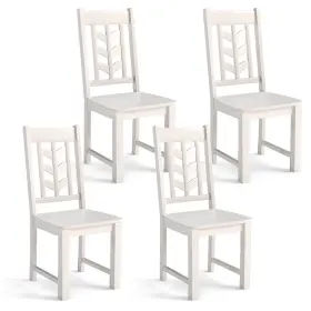 Hcst06760 Costway Dining Chair Set Of 4 With Rubber Wood Frame And Leaf-shape High Back For Kitchen