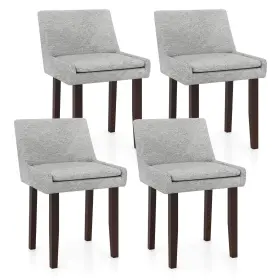 Hcst06954 Costway Modern Dining Chair Set Of 4 With Mid Back And Cushioned Seat Solid Wood Legs