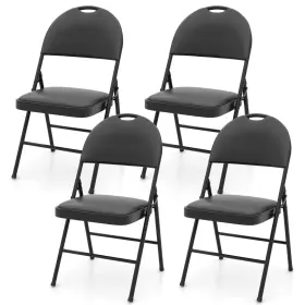 Hcst07465 Costway 4pcs Folding Padded Party Chairs With Metal Frame Pvc Leather Stackable