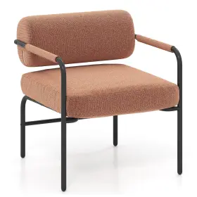Hcst08731 Costway Modern Velvet Upholstered Accent Chair With Cylindrical Backrest And Metal Armrests