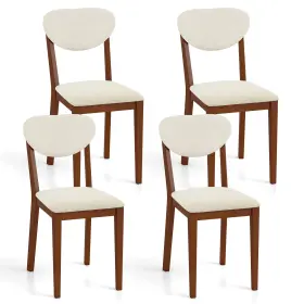 Hcst08849 Costway Sherpa Dining Chairs Set Of 4 With Rubber Wood Legs Padded Seat And Backrest