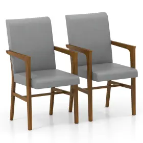 Hcst09187 Costway Mid-century Modern Dining Chairs Set Of 2 Upholstered Accent Armchairs
