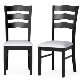 Hcst09405 Costway Dining Chairs Set Of 2 Fabric Rubber Wood Legs Padded Seat Wavy Backrest Armless