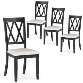 Hcst09457 Costway 4 Pcs Farmhouse Dining Chairs Modern Kitchen With Elegant Hollowed Backrest
